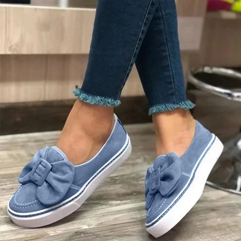 

New Autumn Women Flat Shoes Vulcanized Shoes Solid Thick Bottom Women's Sandals Nice Bow Casual Women's Shoes Plus Size