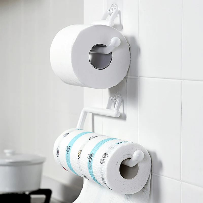 Kitchen Paper Holder Bathroom Storage Paper Towel Holder Toilet Roll Paper Holder No Hole Punch Toilet Accessories New