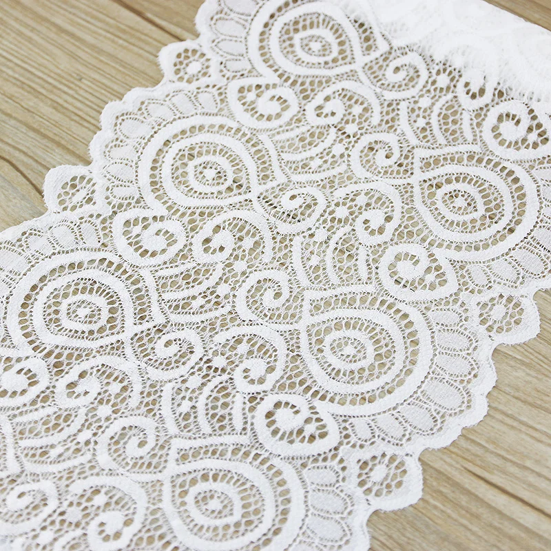 (3 Meters) 18cm White Elastic Lace Fabric French Hollow Underwear Stretch Laces Trim DIY Clothing Design And Production