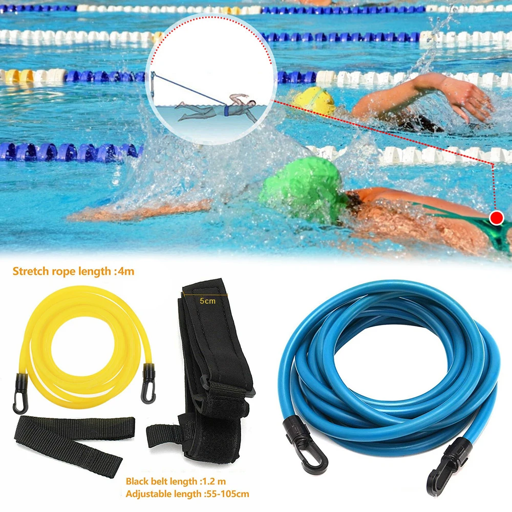 4m Adjustable Swim Training Elastic Belt Swimming Training Rope Swimming resistance strength training equipment