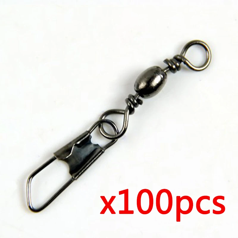 100PCS Bearing Swivel Fishing Connector Mixed Size 6#-14# Barrel Rolling Solid Rings For Fishhook Lure Link Tackle Fishing Tools