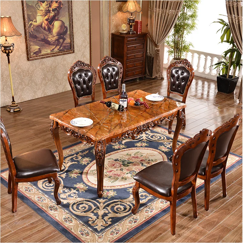 European-style dining table and chair combination long table and marble dining table square