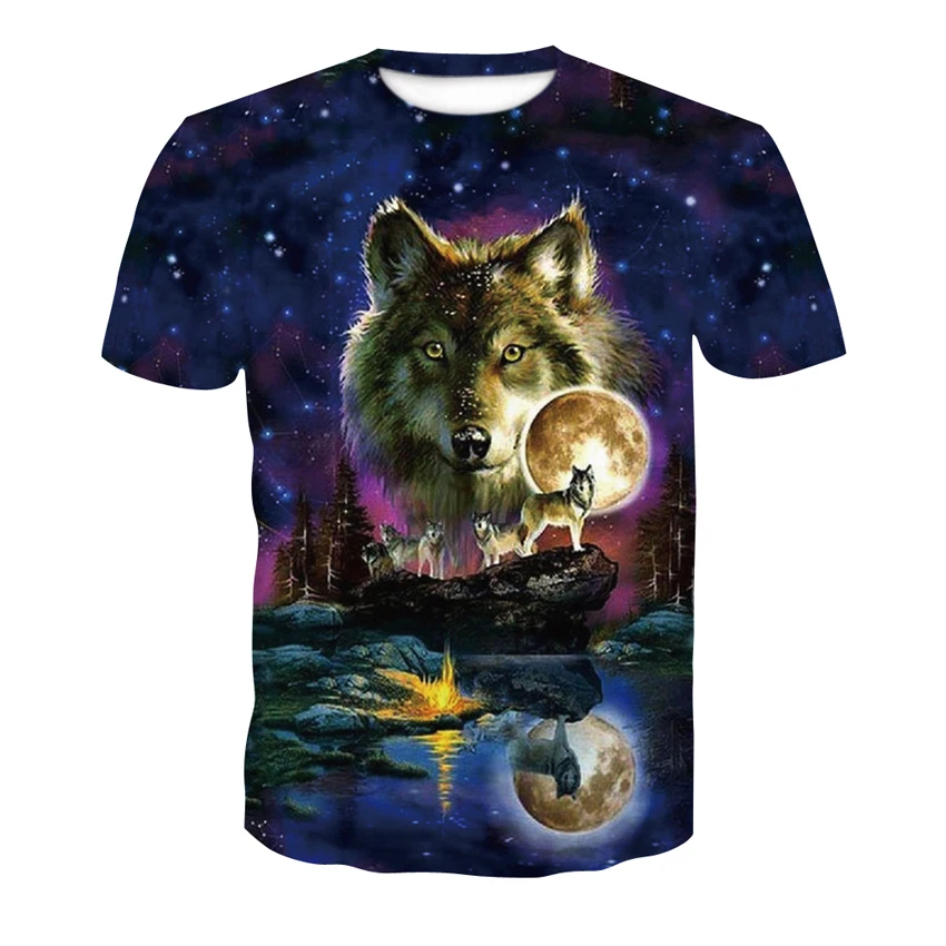 Summer 3D Cool Style teen wolf Men t-shirt Interesting Animal graphic t shirts Personality Hip Hop Print short sleeve t-shirts