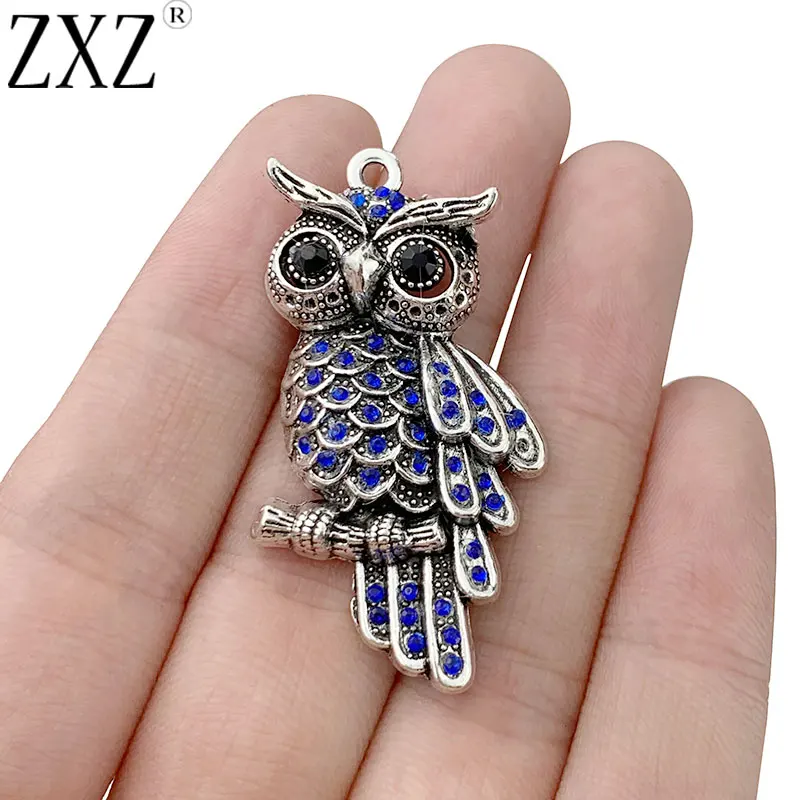 

ZXZ 6pcs Tibetan Silver Owl Bird Charms Pendants for Necklace DIY Jewelry Making Accessories 45x25mm