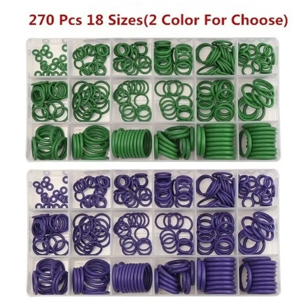 270Pcs/Set Car Compressor Sealing Rubber Ring Assorted Auto Air Conditioning Repair NBR O-Ring Seal Gasket Kit Accessories