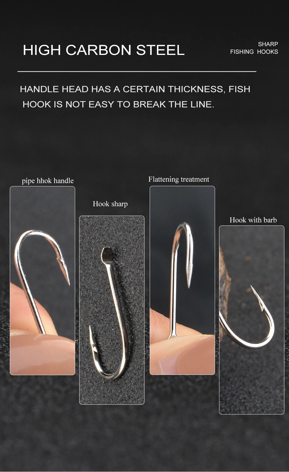FTK Abgeflacht Runde Gebogen Haken 100 teile/los Size1 #-Size10 # Angelhaken High Carbon Stahl Angelhaken Für Angeln – Detail 10