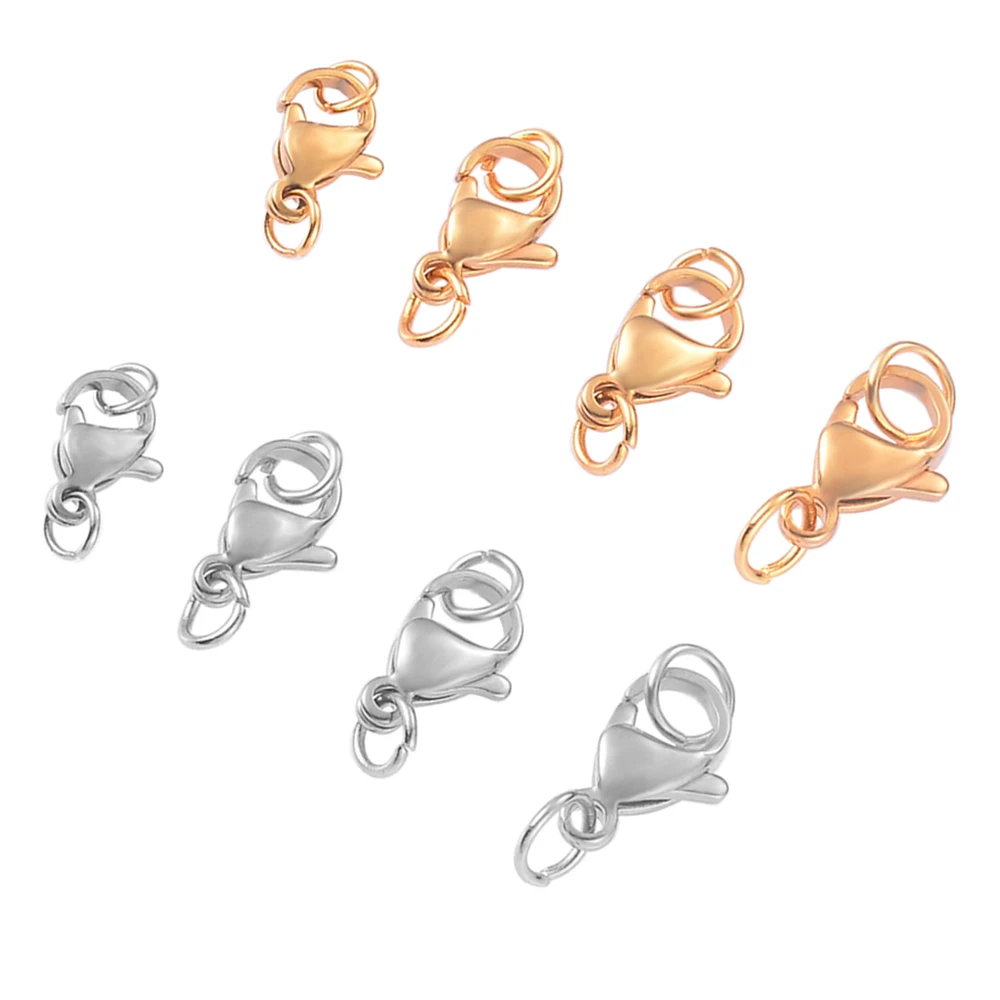 20 Pcs/Lot Stainless Steel Lobster Clasp with Jump Rings Connector For DIYJewelry Making Bracelet Necklace Chains Connector Find