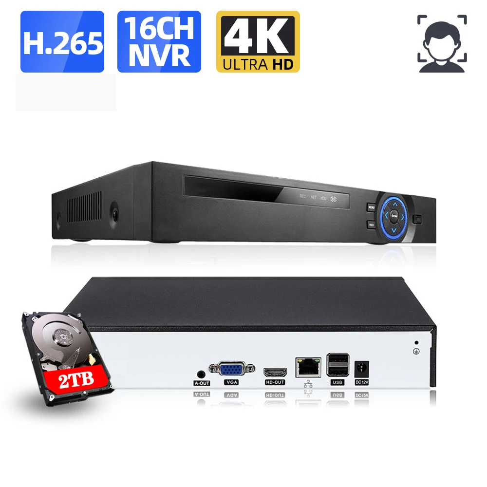 

Remote Control 8MP Audio XMeye H.265+ 16CH 16 Channel Face Detection 4K CCTV DVR NVR Surveillance Video Recorder 4TB