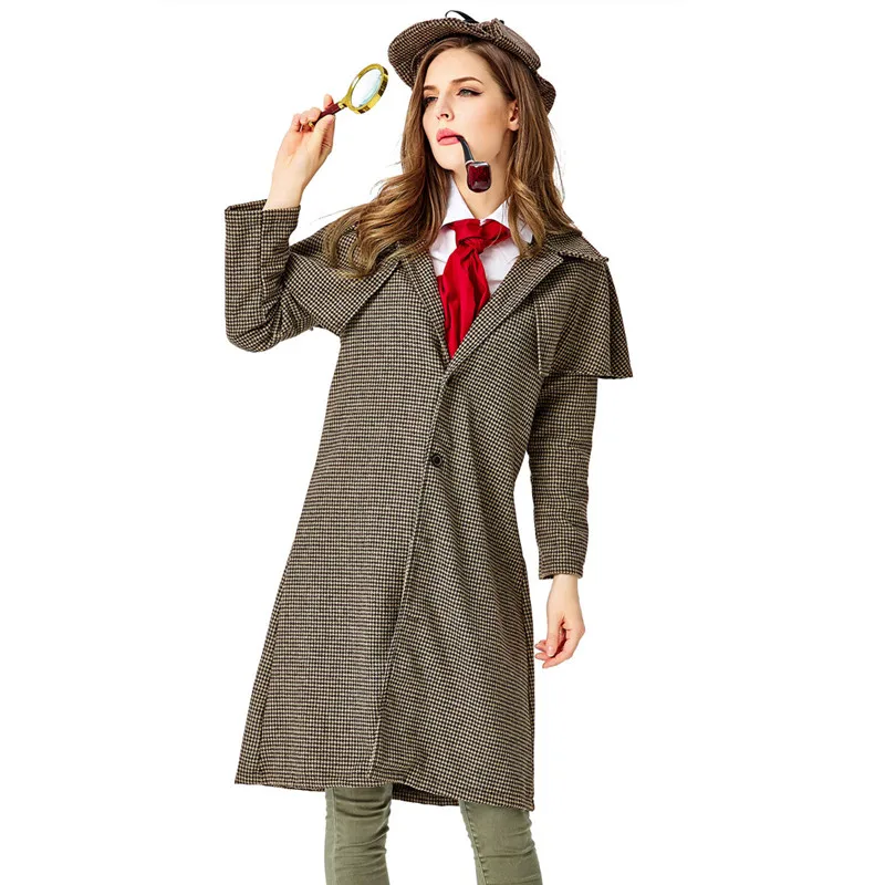 

Female Inspector Cosplay Women Halloween Private Detective Costumes Carnival Purim Parade Masquerade Role Play Show Party Dress