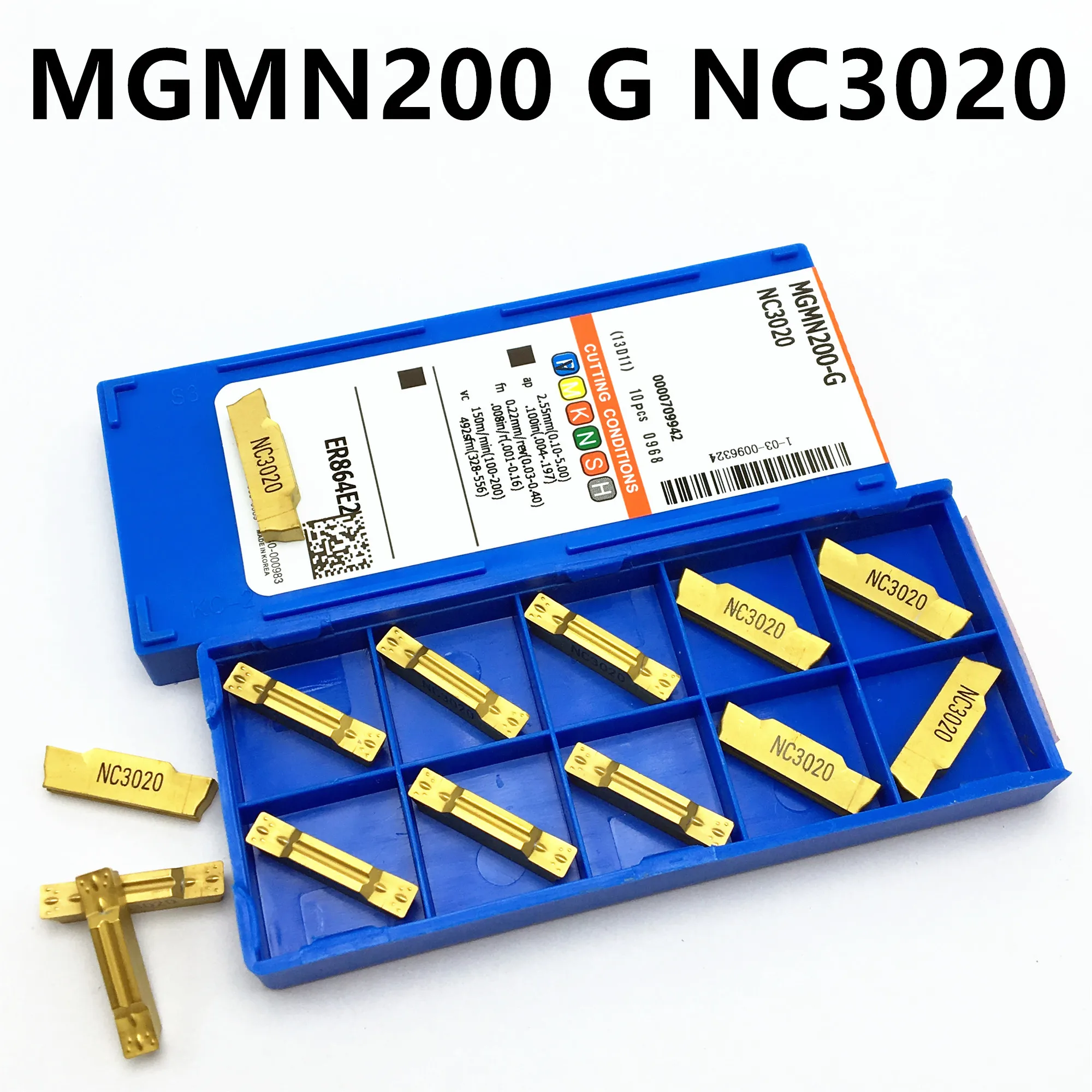 10PCS MGMN200 G NC3020 / NC3030 / PC9030 2mm slotted carbide insert MGMN200-G lathe milling cutter and slotting tool