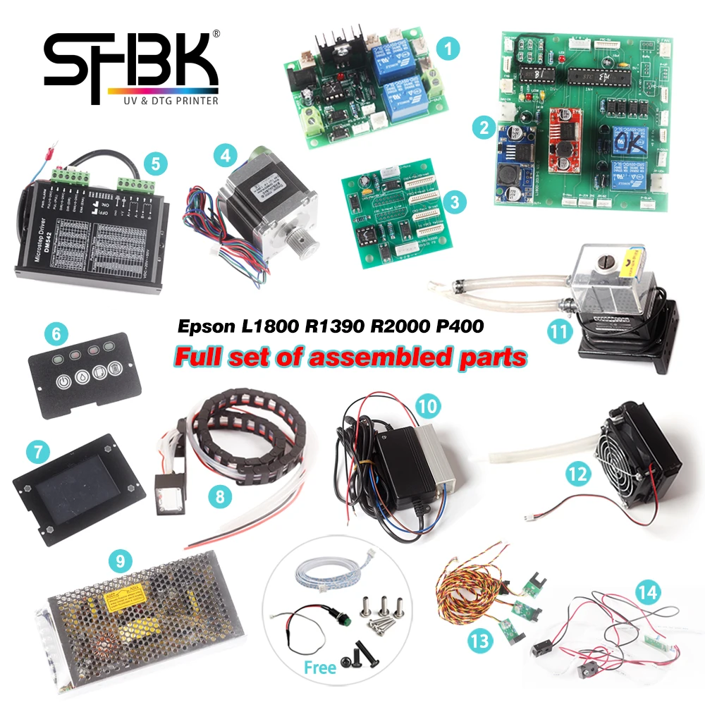 Epson L1800 R1390 R2000 DTG inkjet printer modification LED UV light using UV ink printing AB FILM DIY assembly kit spare parts