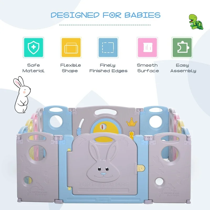 Baby Playpen Foldable 14-piece Safety Door Household Children\'s Activity Center Playpen with Toys