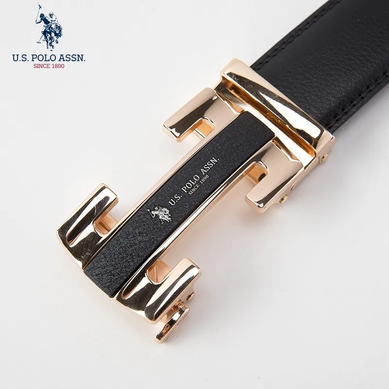 Us Polo Assn Men\'s Cowhide Belt Business Casual Formal Wear Fashion Youth Wild Tide Brand New Gold And Silver Color Belt