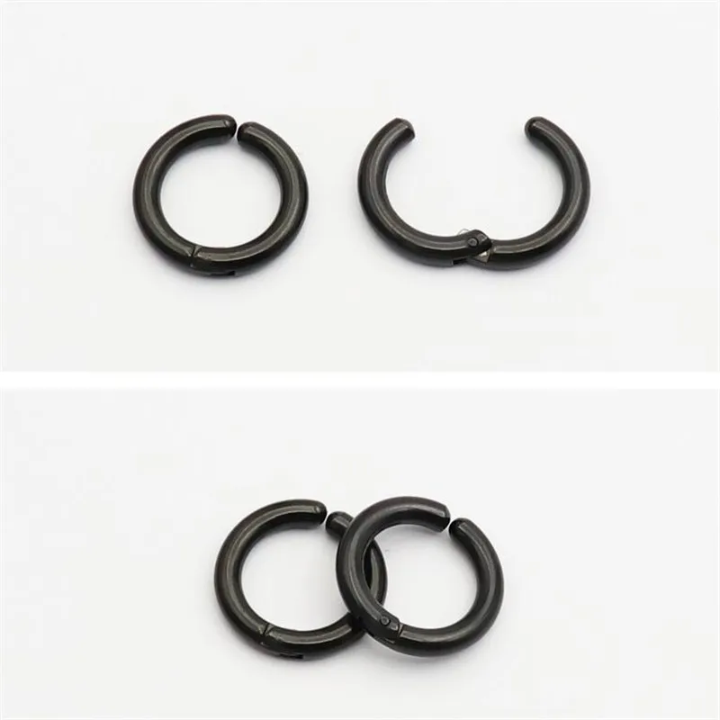 Große Creolen aus Edelstahl, 1 Paar, runde Form, 3 mm x 12 mm, Herren, Farbe: Schwarz. – Detail 19