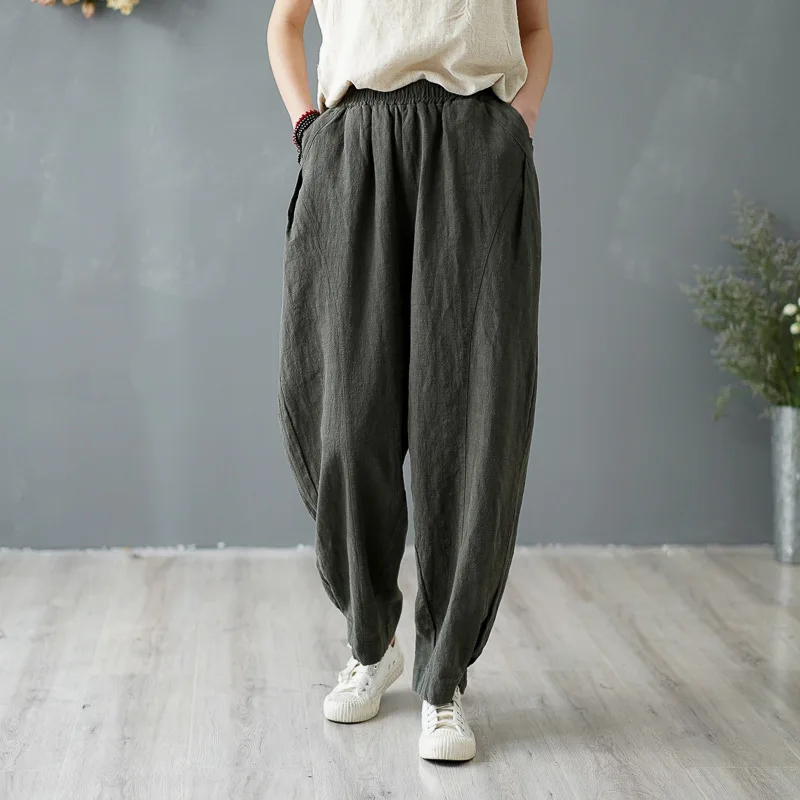 2021 Spring And Summer New Loose Large Size Linen Casual Yoga Women's Bloomers Martial Arts Pants