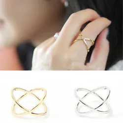 Fashion Vintage Cross Finger Rings for Women Jewelry Simple Gold Silver Color Knuckle Ring Anillos Wedding Engagement Party Gift