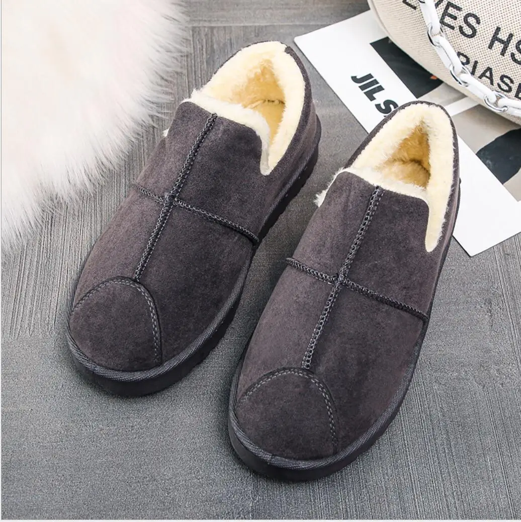 2024 Fur Warm Loafers Winter Women Cotton Shoes Woman Flats Plush Ladies Boots Casual Slip-on Snow Shoes Zapatos De Mujer