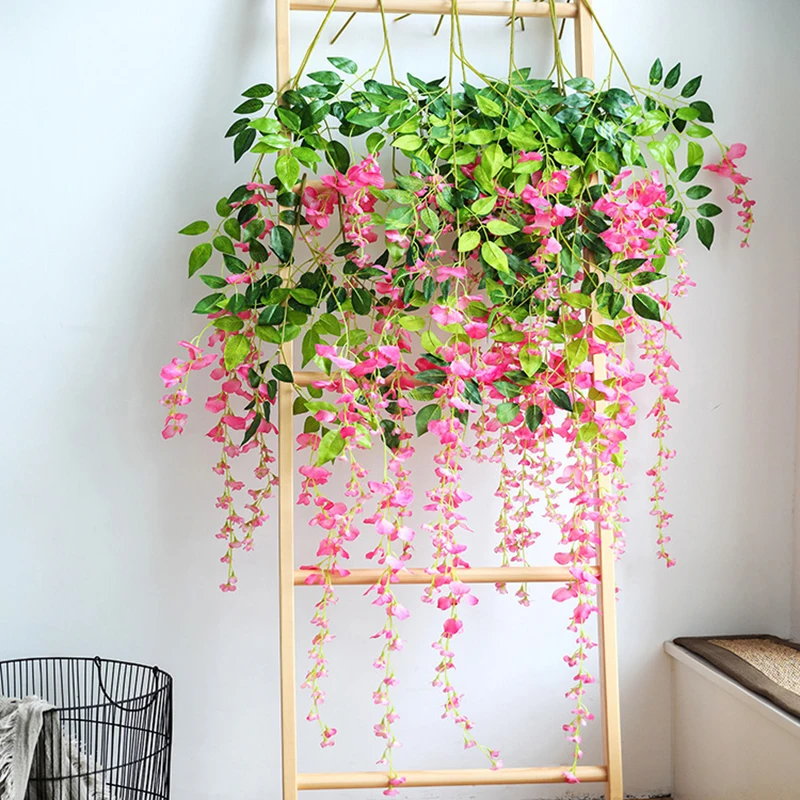 1pcs Simulated wisteria flower wall hanging wedding decoration flower silk flower hotel restaurant suspended ceiling bean cane