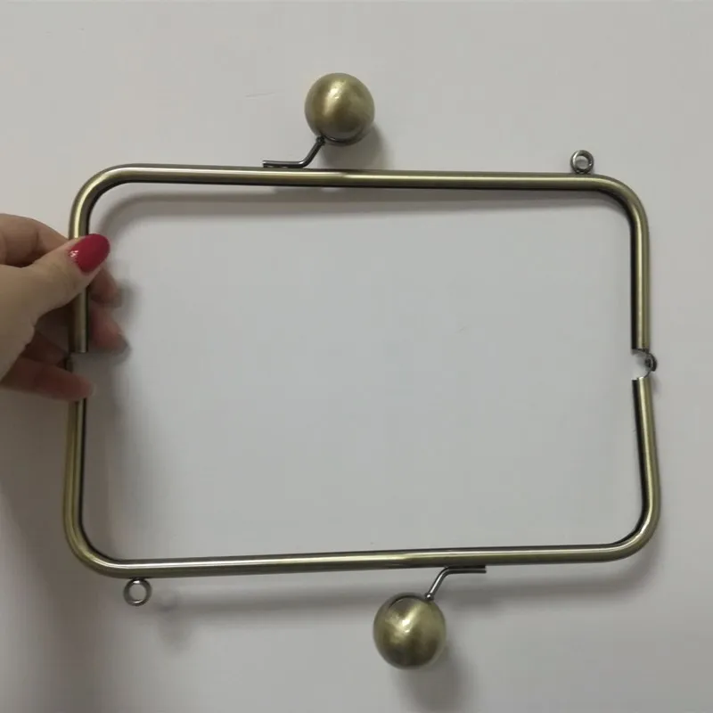 2 pieces 22X9 cm with 25 mm big ball or 25X9 cm with 30 mm big ball silver or antique brass metal purse frame obag handles frame