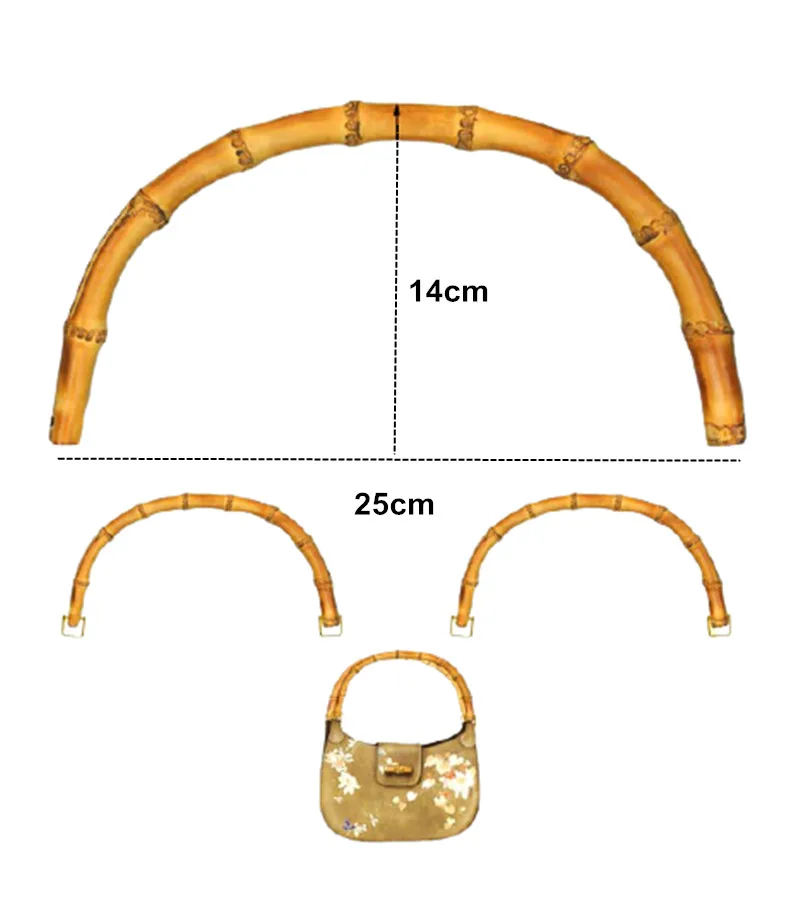 25x14 Cm Wholesale Handmade Lady Handbag Accessories Hand-Held Hanger Parts Factory Seller Bamboo Bag Handle Rattan Purse Frame