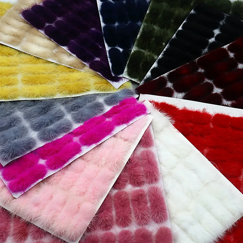 40szt 25mm*70mm Imitatie Mink pompom Strik Naaien Schoenen En Hoeden Bont Patch Diy Strik Haar Accessoires Materialen Ambachten