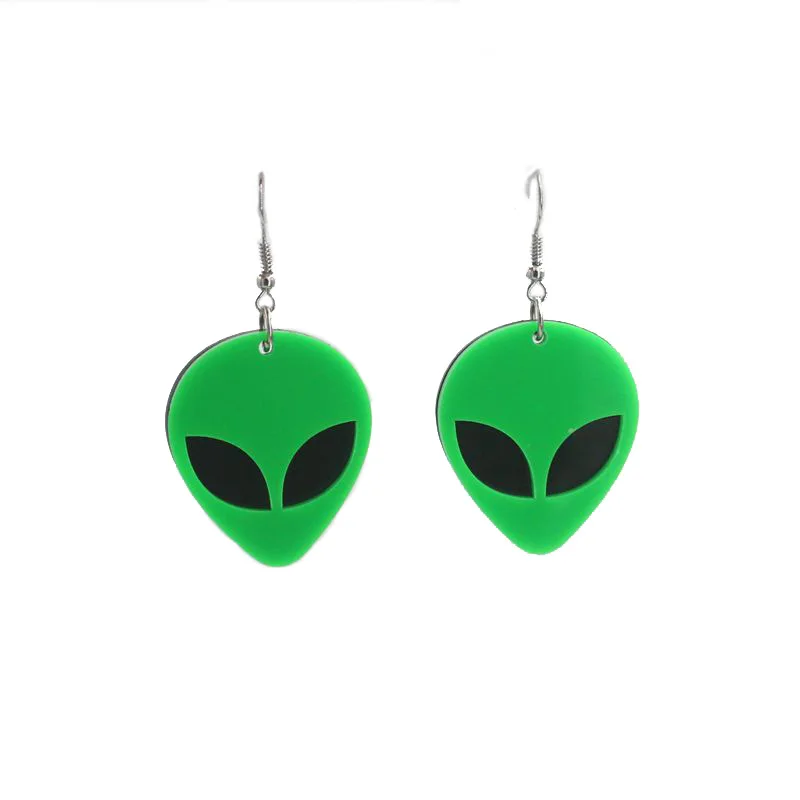 Cartoon Lovely Acrylic Emulational Green Alien Small Proportion Eardrop Creative Funny Sweet Cute Girls Fashion Earrings