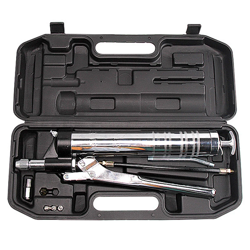 Pistola de lubrificante de liga de alumínio, arma de óleo de alta pressão reforçada manual, 600cc, reparação automática, pistola de lubrificante com zíper
