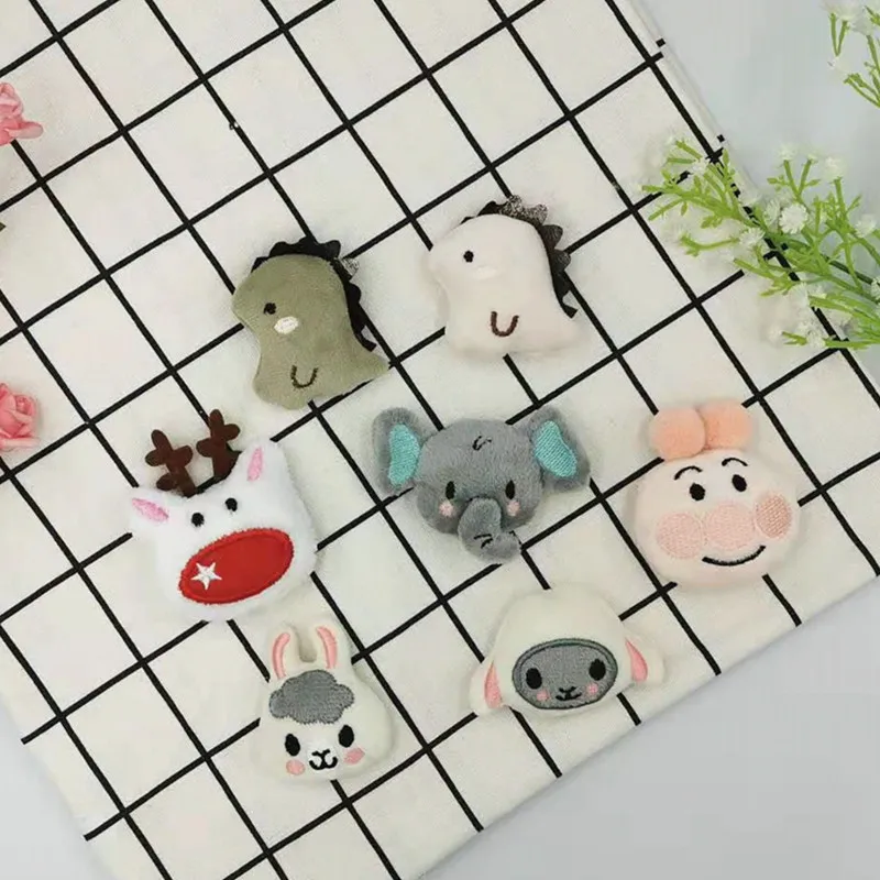10pcs/lot Cartoon DIY cute animals Plush toys doll patches appliques hair decoration for hair cloth and shoes