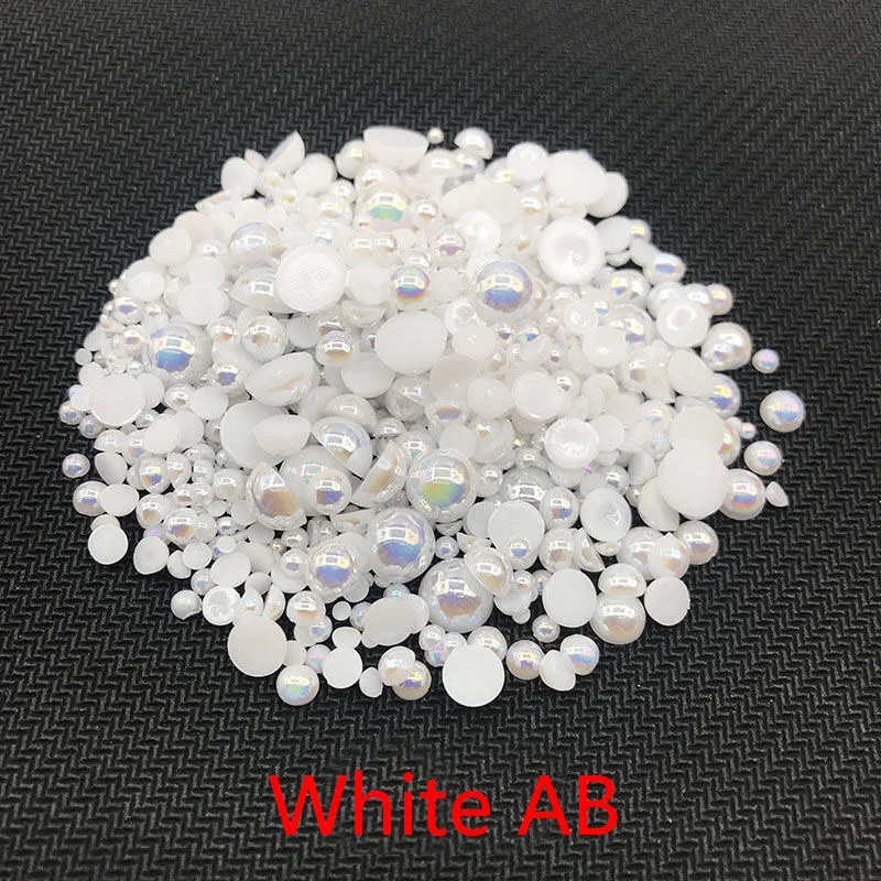 Meia Rodada Pérolas para Nail Art, ABS Flatback, Pérolas De Imitação, Grânulos De Plástico, Strass 3D, Manicure Jóias, Decorações DIY, Acessórios