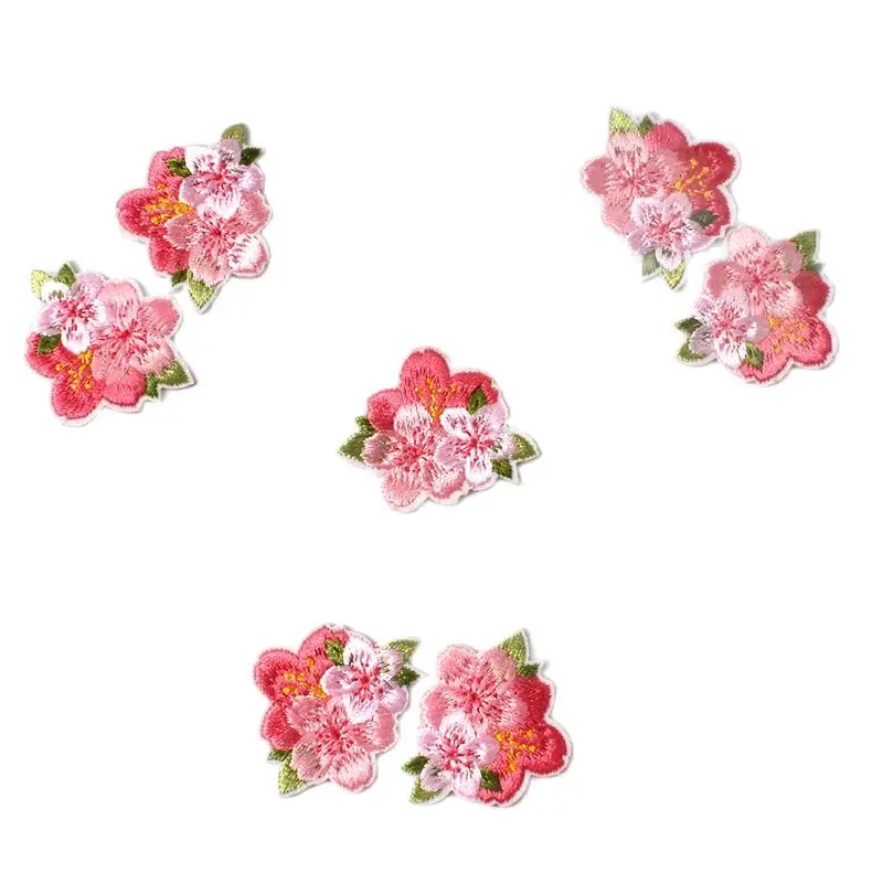 10pcs Embroidery Flower Patches Iron On flowers Stickers For Garments Hats Shoes Decoration DIY Jeans Bags Sweaters Appliques