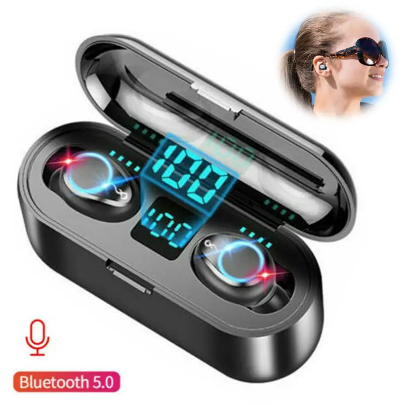 Wireless Earphones Mini Headset Noise Cancelling Handsfree Earpieces Stereo Music Double Earbuds for Cell Phones