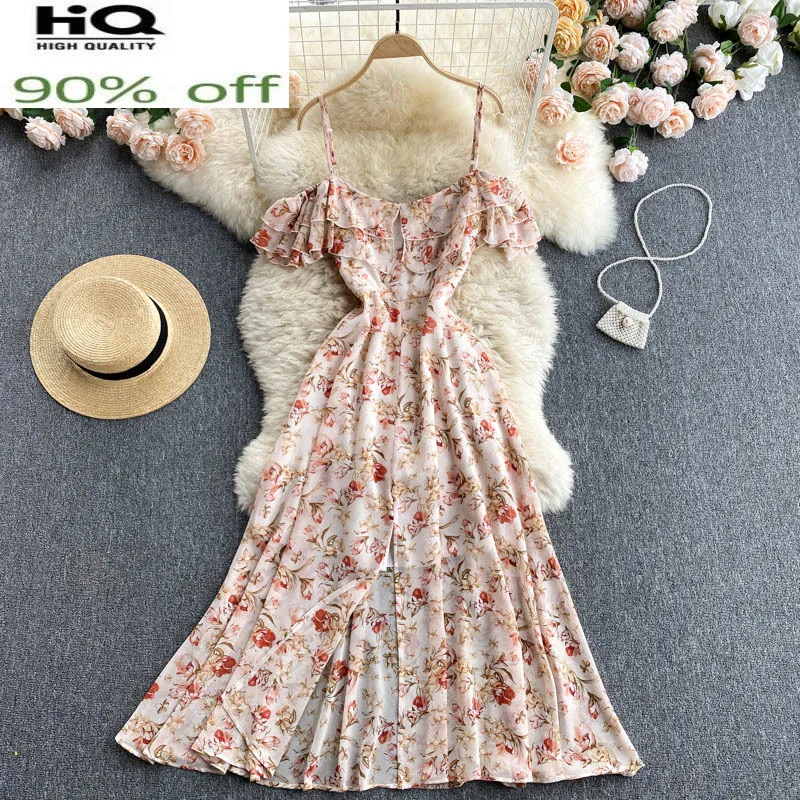 

Sundresses for Women Summer 2022 Floral Beach Dress Female Sexy Maxi Dresses Korean Fashion Clothes Vestido De Mujer Pph4438