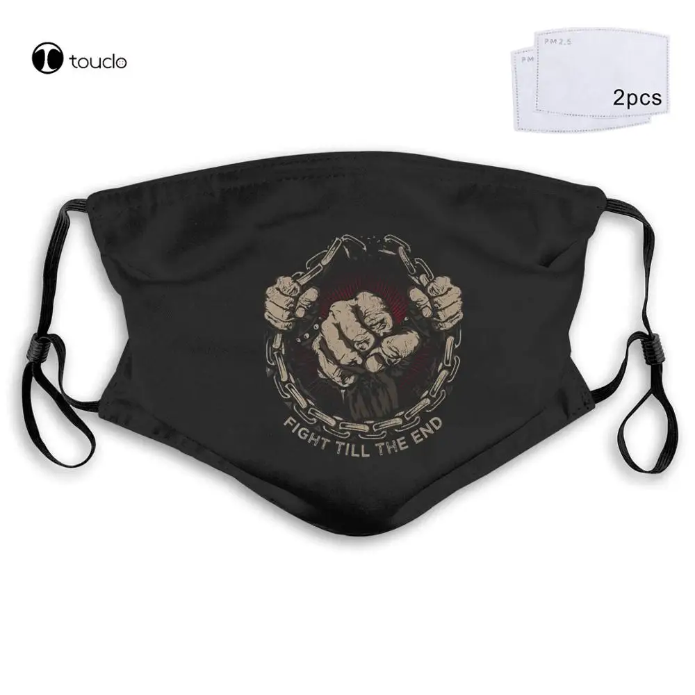 New FIGHT TILL END MMA FIGHTING WORKOUT MOTIVATION MENS  Muay Thai Funny Face Mask Filter Pocket Cloth Reusable Washable