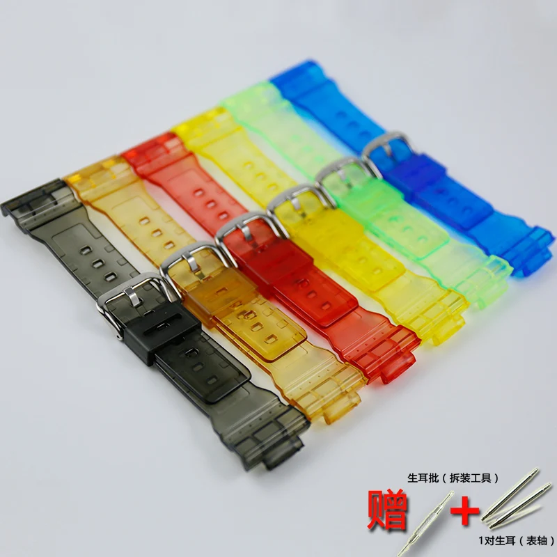 Watch accessories For Casio resin transparent strap BABY-G BA-110 111 112 120 34A pin buckle 14mm ladies sports strap case