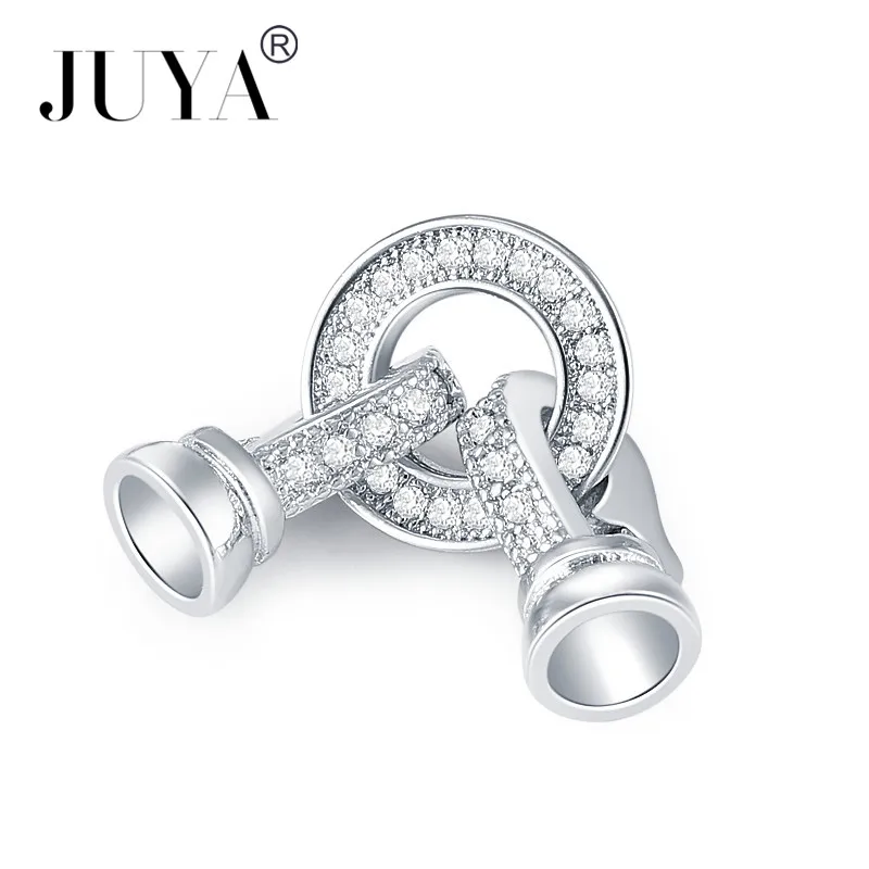 JUYA Jewellery Making Supplies Copper AAA Cubic Zircon Round Heart Spiral Clasps For Bracelets Making Fastening Jewelry Findings