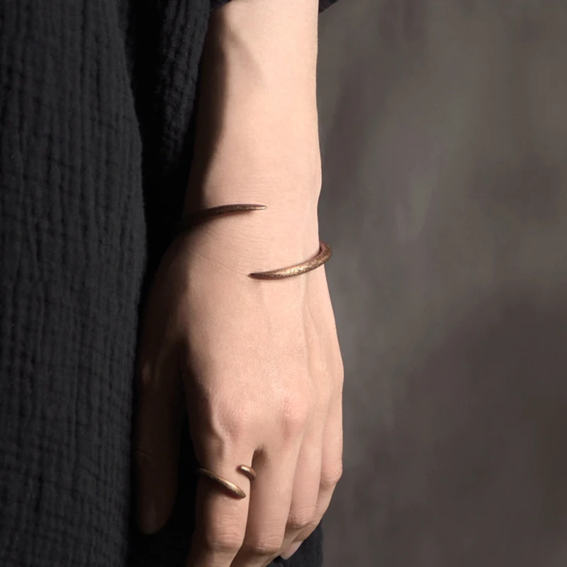 Hand Forged Cuff Solid Copper Bracelet Rustic Metal Do Old Punk Bangle Viking Handmade Jewelry Unisex Couple Lover Accessories