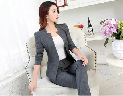 

Autumn Spring Womens Jackets Blazer Elegent Tow- Piece Female Suits Business OL Jacket And Pant High Quality LX1398