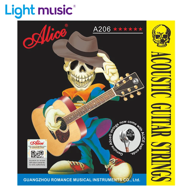 1 Set Alice A206 Stainless Steel Coated Phosphor Bronze Anti-Rust 1st-6th Acoustic Guitar Strings 011-052