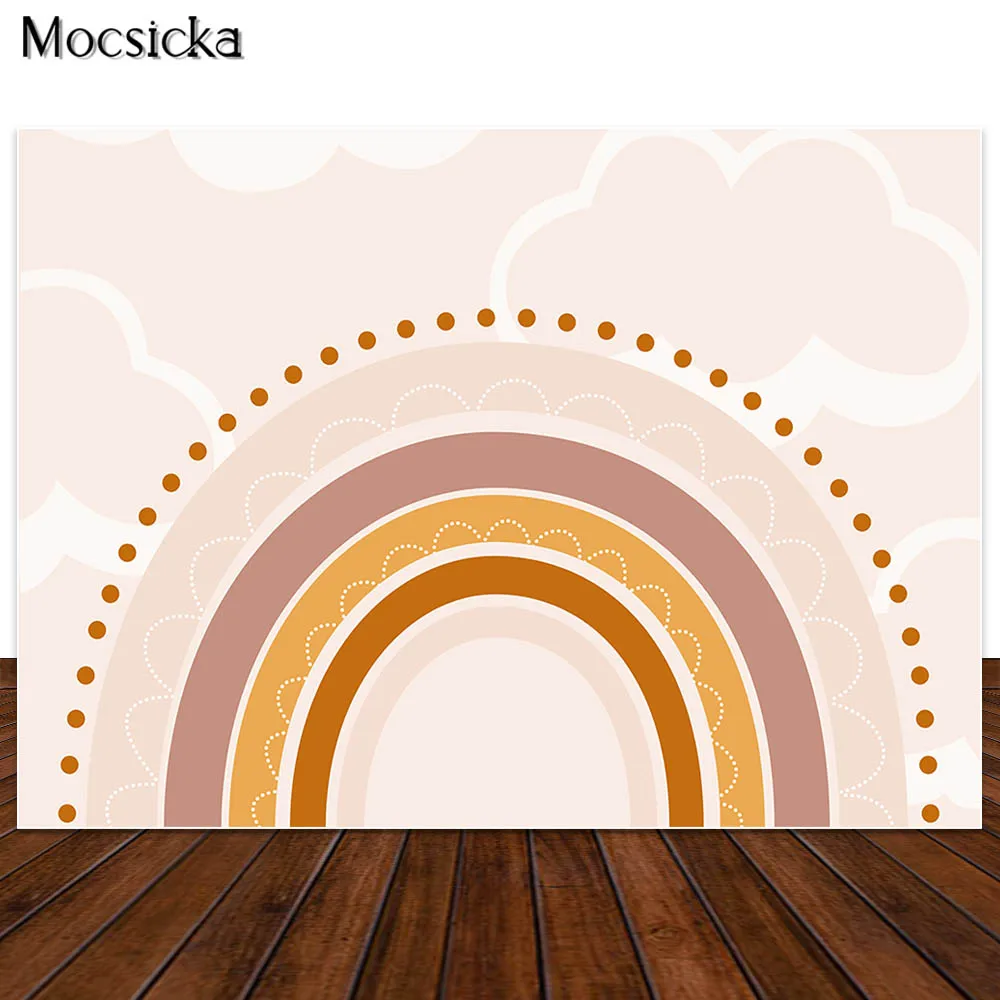 Đời Boho Rainbow Phông Nền Bohemia Cô Gái Bánh Sinh Nhật Đập Tan Chụp Ảnh Nền Hồng Trẻ Em Chân Dung Ảnh Đạo Cụ Phòng Thu