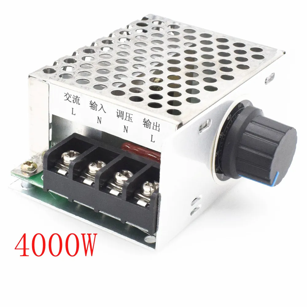 AC 0-220V Voltage Regulator 4000W Motor Speed Controller Driver With BTA41-800B Silicon Control and Rotary Switch Function