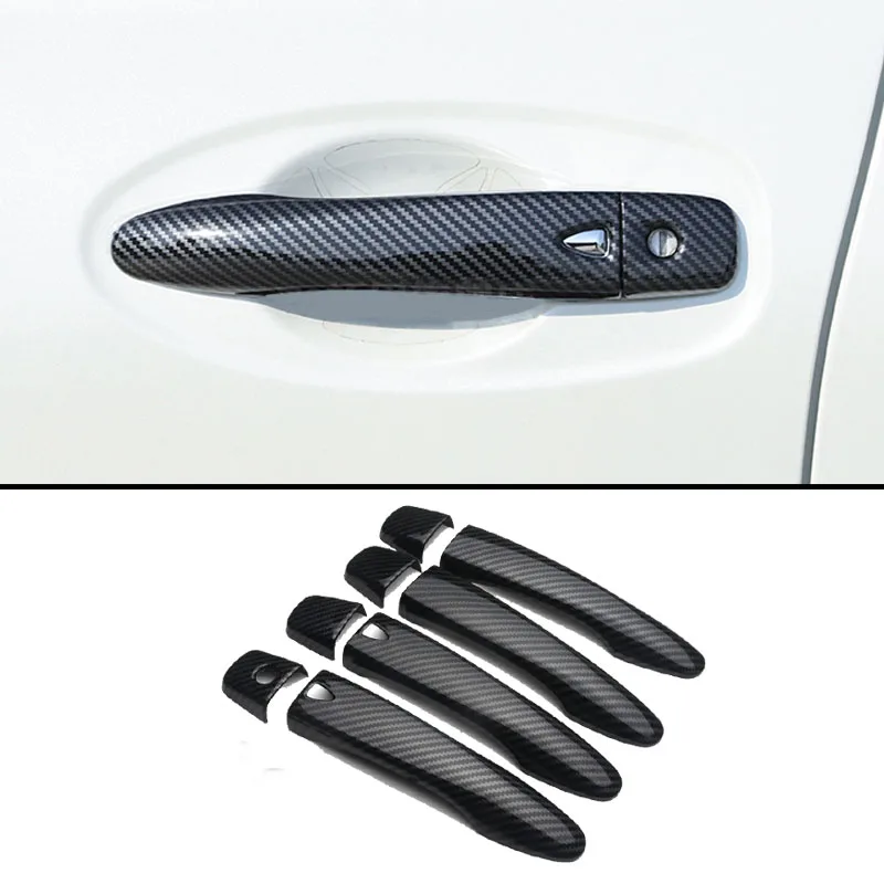 

ABS Carbon For Nissan Qashqai J11 2015-2018 Car Accessories Side Door Handle Protect Cover Trim With Smart Keyhole Sticker 10pcs