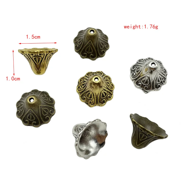 Ju Yuan 120pcs Zinc Alloy 3 Color Bead Cap Spacer Connector DIY Tassel Necklace Jewelry Craft Making Accessories wholesale