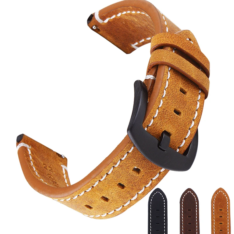 Watch Band 22mm Genuine Leather Strap For Huawei GT 2 GT2 Pro 2E Watch Strap Replacements Honor Magic 1 2 46mm Watch Mens Strap