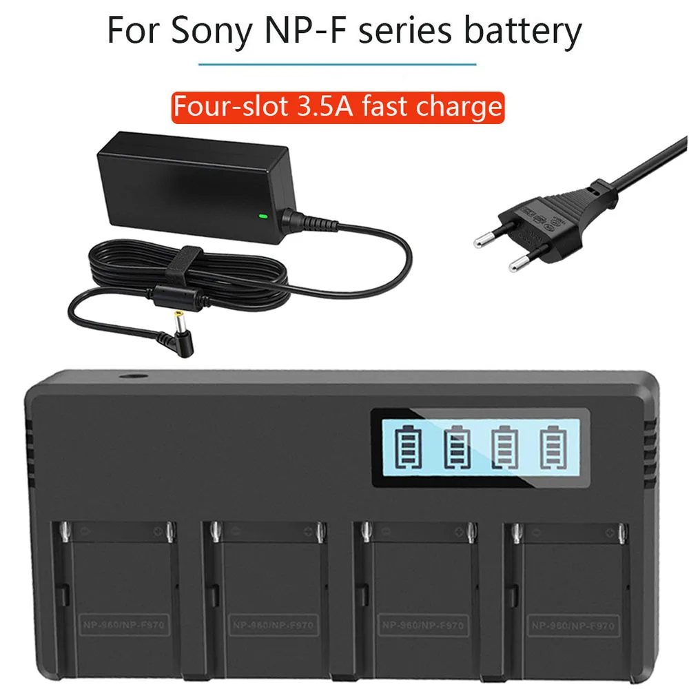 

NP-F960 970 NP F970 NPF970 Quad Channel Battery Fast Charger with LCD Display for SONY NP-F550 NP-F770 NP-F750 NP-FM50/FM500H