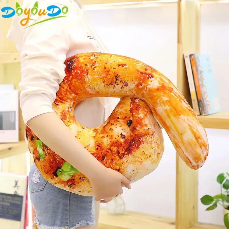 70cm Big 3D Simulation BBQ Pillow Chicken Wing Leg Shrimp Fish Squid Plush Toy Children Brithday Gifts