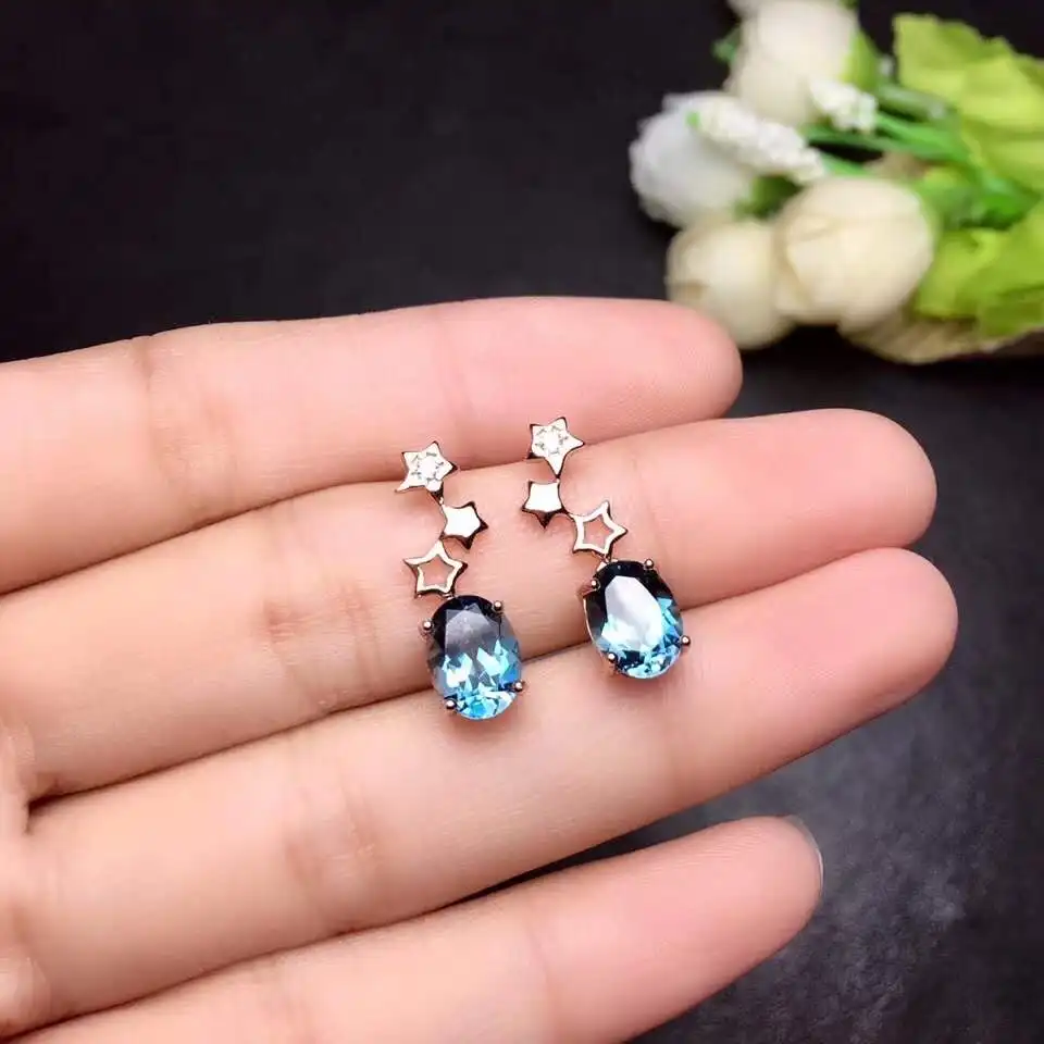 

natural And Real Topaz gemstone earrings S925 silver earrings women fashion earrings New year gift