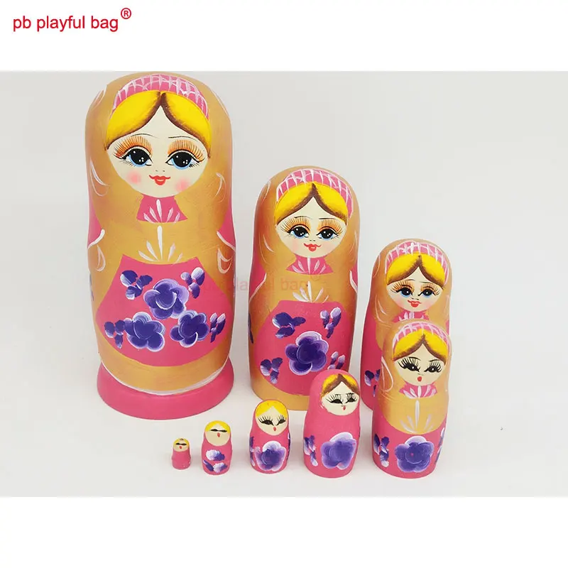 PB Playful bag 1 Set Wood Montessori Russian Nesting Dolls Eight layer kawaii wooden toy set Valentine's day birthday gift HG33