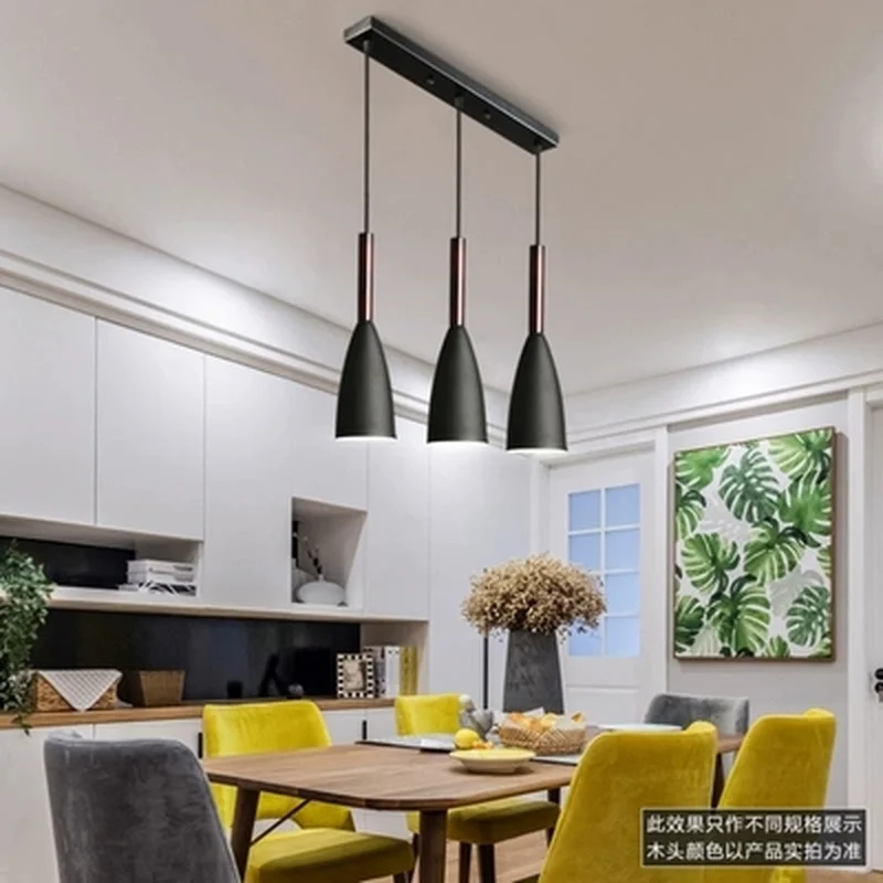 Modern LED Pendant Lights For Dining Triple Hanging Lamp E27 Metal Suspension Lighting Black Hanglamp Kitchen Luminaria image 2