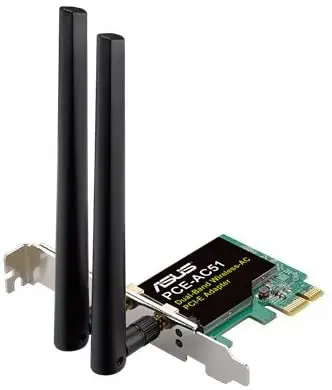 ASUS-tarjeta adaptadora WiFi PCE-AC51 AC750 PCIe, adaptador inalámbrico de doble banda 2x2 802.11AC, velocidades de hasta 750 Mbps