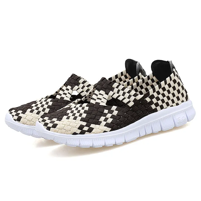 BeckyWalk Handmade Woven Shoes Women Casual Shoes Slip On Breathable Flat Sneakers Spring Autumn Women Flats Loafers WSH2917